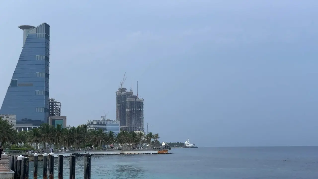 Seafront towers at midday